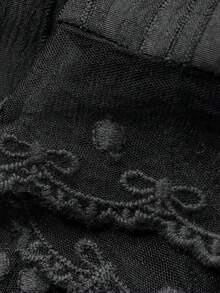 FRIFUL 女士弹力腰网纱拼接裙 - 黑色 - 查看 7