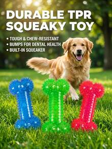 PETSIN 1 pieza Juguete para mascotas de TPR - Hueso de perro con púas para limpieza dental - Multicolor - Ver 7