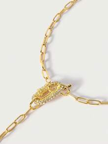Glisma 18K Gold Plated Zirconia Chain Pendant Necklace - Yellow Gold - View 6
