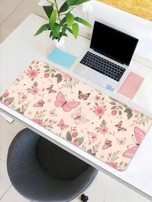 1 pieza Alfombrilla de ratón extra grande con diseño de mariposa - Tapete de escritorio para juegos con borde cosido, lavable, con base de goma antideslizante, protector de teclado de varios tamaños para oficina y escuela - Mariposa - Ver 7