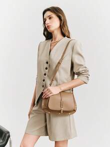 SHECARRY Women's Fashion Versatile Commuter Minimalist Crossbody Bag - Apricot - View 8