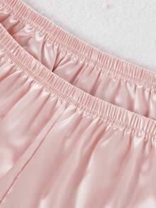 3pcs Girls Lace Trim Camisole Top, Shorts And Pants Casual Loungewear Set - Multicolor - View 6