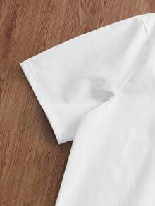 EASEVO Camisa de manga corta de uso diario versátil y casual con bordado de caballero para hombres de talla grande - Blanco - Ver 5