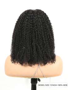 Tóc giả ngắn kiểu Bob Afro xoăn tít rẽ ngôi chữ V, làm từ tóc thật, giá cả phải chăng, tóc giả thay thế giá rẻ cho phụ nữ, tóc giả mềm mượt, dễ sử dụng cho người mới bắt đầu, màu đen tự nhiên. - Natural Black - Xem 6