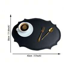 黑色人造革餐垫套装，厨房餐垫，可水洗，耐用，防滑隔热，适合家居和厨房装饰 - 彩色 - 查看 17