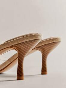 SHEIN Haute Women's Fashionable Clear Heeled Sandals For Christmas - Beige - View 3