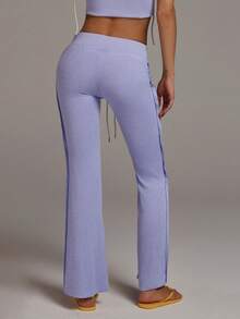 Athîral Women's Summer Casual Zip-Up Hoodie And Flare Pants 2 Pieces Set - Purple - View 6