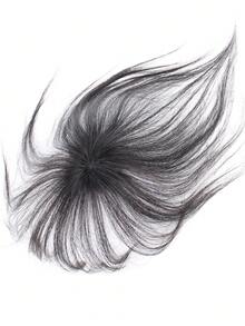 4x6CM Human Hair Topper With Bangs Invisible Swiss Net Hair Piece Straight Topper Increase Hair Volume Hairpiece Secure Clip For Women - Natural Black - View 4