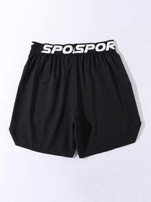 Gym Rark Pantalones cortos casuales de fitness y deportes con bolsillo en la cintura y estampado de letras para hombres - Negro - Ver 3