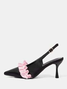 CUCCOO HITCHD 女士鞋履春夏新款立体玫瑰设计细高跟水钻女鞋正装鞋约会下午茶派对情人节优雅服饰 - 黑色 - 查看 8