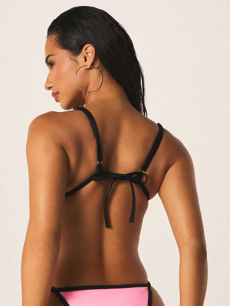 MISSGUIDED Triangle Bikini Set With Contrast Trim