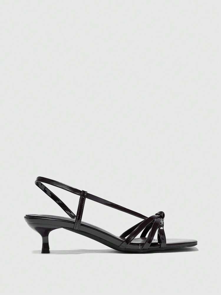 CUCCOO BIZCHIC Women Shoes Spring And Summer New Brown Thin Strip Open-Toed Women's Middle Heel Sandals Simple Fashion Comfortable Daily Versatile Commuter Women's Sandals Women's Shoes