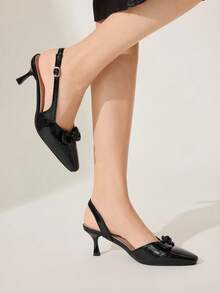 CUCCOO CHICEST Women Shoes Classic Simple Women's High Heels Shoes Bow Decorative Elegant Elegant And Comfortable Versatile High Heels - Black - View 7