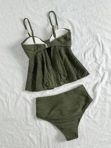 Swim Chiccia Swim Chicsea 女士夏季吊带海星装饰金色串珠优雅吊带比基尼上衣 - 軍綠色 - 查看 6