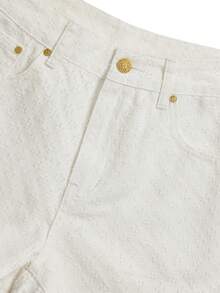 GlowEve 女士休闲纯色纹理牛仔短裤，夏季 - 白色 - 查看 4