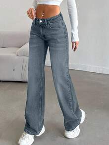 100%Cotton Ladies" Fashionable Loose Fit Casual Denim Jeans - Dusty Blue - View 5