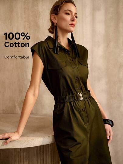 MOTF PREMIUM 100%纯棉无袖系带连体裤，复古风格