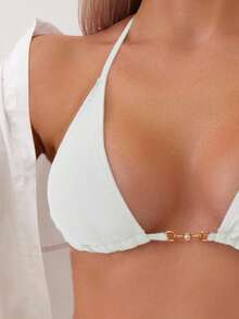 SHEIN Swim Two Pieces Swimwear, Simple, Stylish And Casual For Everyday Wear For Summer Beach Vacation - Apricot - View 3