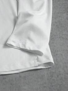 Manfinity ZONE917 男士字母图案四分之一拉链运动夹克，适合返校季和秋季穿着，透气吸汗，超柔软，四分之一拉链设计，修身剪裁，轻薄运动夹克，压缩衣 - 白色 - 查看 7