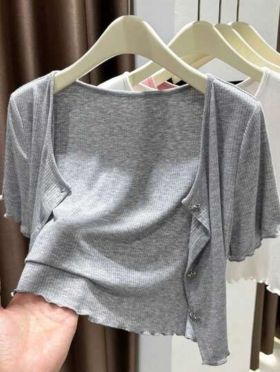 Resyla New Knitted Long Sleeve Thin Shawl Cardigan, Short Ice Silk Lightweight Sun Protection Outerwear For Women