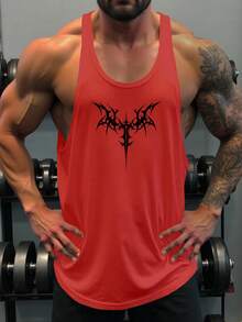 GymBeat Men's Cross Print Gothic Pattern Casual Versatile Daily Wear & Sports T-Shirt - Red - View 3