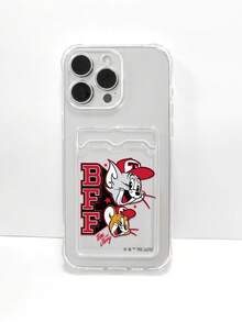 TOM & JERRY X SHEIN Tom & Jerry Cat & Mouse BFF Cartoon Clear TPU Card Holder Phone Case, Lens-Protective Shockproof Anti-Scratch Cover With Card Slot, Nostalgic Anime Daily Gift Accessory, Fundas,Compatible With IPhone Case,Covers,Compatible With IPhone 16/Compatible With IPhone 17/Compatible With IPhone 17 Pro Max/Compatible With Iphone 17 Pro Cell Phone Case, Quick Ship - Clear - View 7