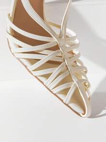 SHUZIA Women's Elegant Stylish Point Toe Crisscross Stiletto Pumps - Beige - View 7