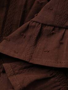 DAZY 女士格子撞色夏季蕾丝边吊带背心 - 咖啡棕 - 查看 3