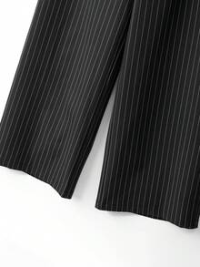 SHEIN Franclia Women's Striped Casual Versatile Wide Leg Pants For Daily Wear - Dark Grey - View 5