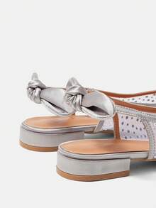 CUCCOO HITCHD Women Shoes Summer And Summer New Fashion French Mesh Rhinestone Pointed Flat Sole Shoes,Bow With Slip-On, Comfortable And Elegant, Versatile And Not Tired Of Feet, Silver Hot Rhinestones Are Very Beautiful Summer Shoes Wedding Shoes Bride Shoes - Silver - View 12