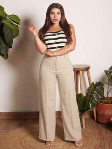 Lupita Cardoza Solid Wide Leg Summer Pants - Beige - View 1