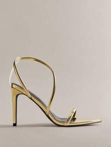 Hauture Nuevo zapato de tacón alto sexy para mujer con punta puntiaguda y acabado de charol dorado, ideal para baile, fiesta, primavera y verano - Dorado - Ver 2