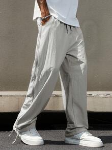 Manfinity Hypemode Men's Casual Versatile Hollow-Out Patchwork Side Zipper Pants - Grey - View 6