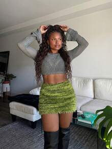 Tyla Gomez 复古美国美人鱼紧身性感迷你裙 - 綠色 - 查看 5