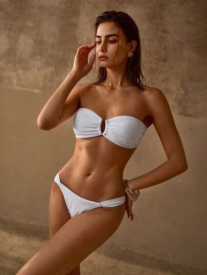 MOTF PREMIUM RING DETAIL STRAPLESS BIKINI SET