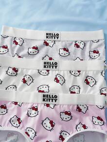 HELLO KITTY AND FRIENDS | SHEIN 女士卡通印花弹力腰休闲三角裤 - 白色 - 查看 7
