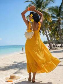 SHEIN Lady 女士度假连衣裙 - 黃色 - 查看 2