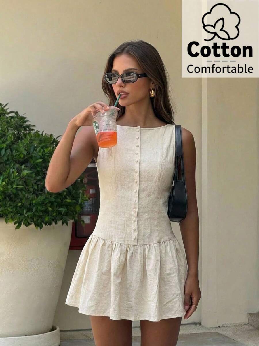 Aloruh 浅黄色无袖迷你连衣裙，优雅商务休闲短裙，纯色连衣裙，适合复活节、圣帕特里克节、狂欢节、商务休闲女装、办公室女装、外出、约会之夜、教师装、演唱会女装、乡村音乐会装、正式女装、休闲连衣裙、海滩度假装、生日礼服、婚礼及活动等场合。
