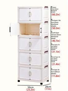 Armario de almacenamiento plegable ancho, caja de almacenamiento de armario de ropa, armario portátil para almacenamiento en el hogar, caja plegable de doble puerta, opcional de 1-5 capas, armario de almacenamiento con ruedas de doble puerta reforzado, estantería de doméstica gratuita, armario de almacenamiento plegable de plástico para organizar ropa y juguetes - Blanco - Ver 10