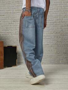 GENIUS ODE Men's Casual Pocketed Button Closure Versatile Daily Wear Denim Jeans - Blue - View 2