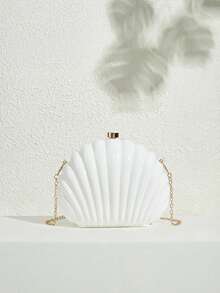 SHECARRY Ladies Clutch Bag, Exquisite Resort Shell Clutch Bag - White - View 3