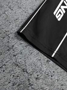 Sport MetroGents Men's Letter Print Drawstring Waist Casual Versatile Daily & Sports Pants - Black - View 6