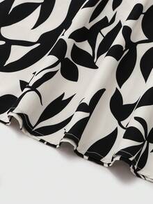 GlowEve Women's Leaf Silhouette Pattern Waist A-Line Dress, Elegant Charming Casual Vacation Beach Commute Fashion Date French Street Retro Versatile Spring Summer Apricot Base Black Print New Sleeveless Midi Dress - Multicolor - View 3