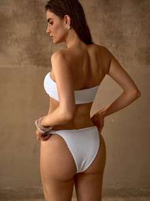 MOTF PREMIUM 戒指细节无肩带比基尼套装 - 白色 - 查看 3