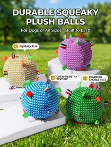 PETSIN 1个全新响亮撞击球形狗狗玩具，可滚动、咀嚼和啃咬。一款能让狗狗缓解压力、尽情玩耍的娱乐玩具。宠物狗玩具。 - 彩色 - 查看 7