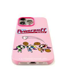 THE POWERPUFF GIRLS X SHEIN 飞天小女警棒球手机壳，品红色PC+半透明沙色TPU混合材质，磨砂质感，保护摄像头，可爱卡通运动图案，防震保护壳，日常使用及生日礼物，适合女孩和卡通迷，兼容iPhone 11/12/13/14/15/16/17 Pro Max，手机配件，快速发货 - 玫紅色 - 查看 10