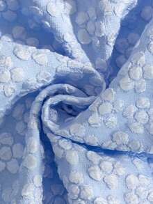 Girls' Elegant Floral Jacquard Petal Sleeve Dress With Bow Decor, Suitable For Daily, Casual, Holiday, Party - Baby Blue - View 8
