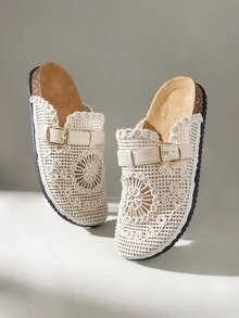 Solecia Women's Casual Slip-On Mule Shoes With Buckle Design, Versatile For Daily Wear - Apricot - View 2