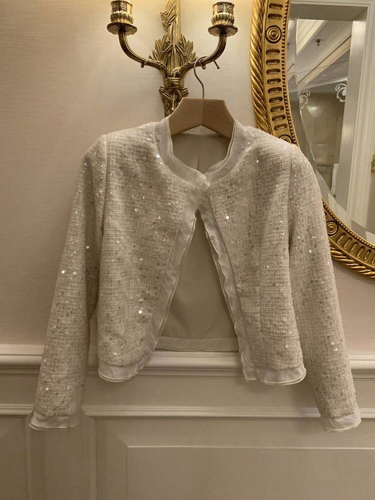 Women's Elegant Commuter Sequin Cropped Jacket Summer