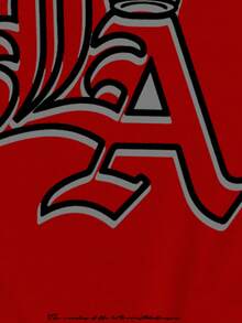 Manfinity LEGND 加大码男士休闲字母图案圆领短袖T恤，夏季 - 紅色 - 查看 3